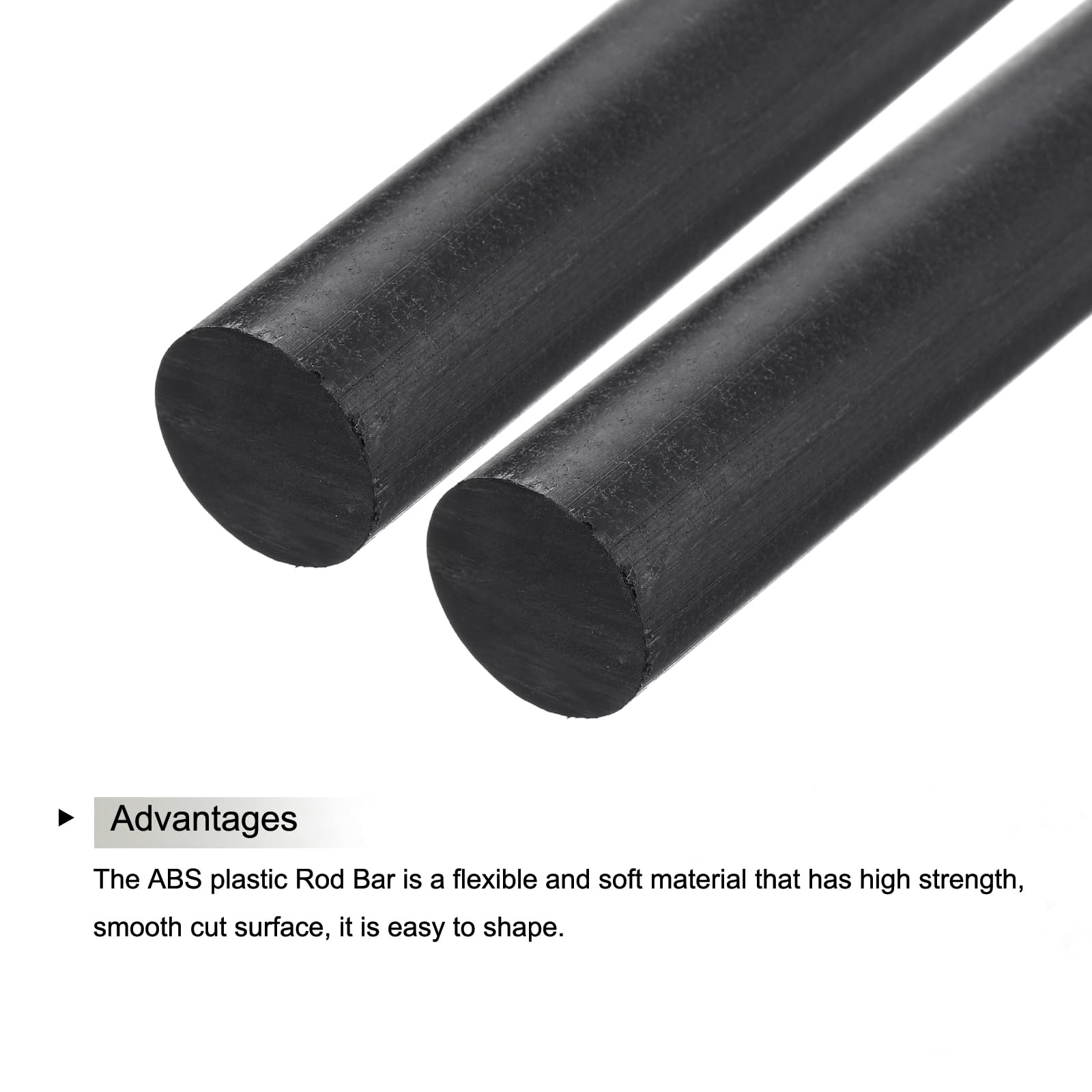 sourcing map Barre ronde solide en plastique ABS - 40 mm x 200 mm - Noir - Pour modélisme, modélisme architectural, bricolage - Table à sable - 1 pièce