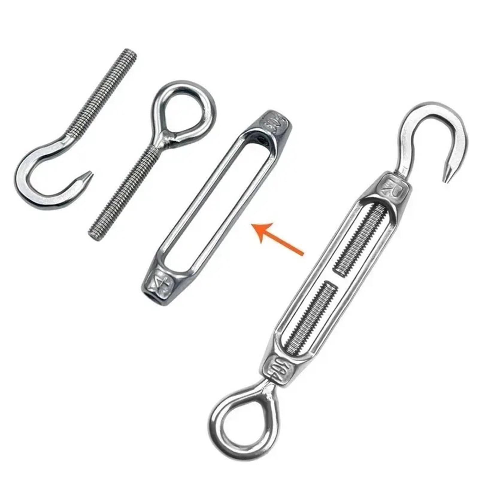 Tensores Para Toldos Tensor de tensor, cuerda alambre, equipo barandilla Cable tensión, tensores gancho y ojo ajustables(M4-OCHook,20PCS)