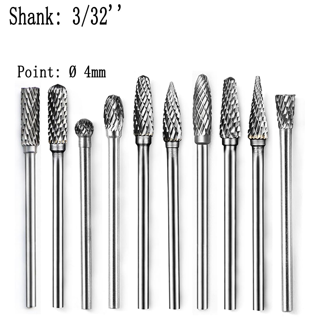 10 Pcs Ø4 x 2.35 mm Aluminum Cutting Carbide Burr — Amazon image 2