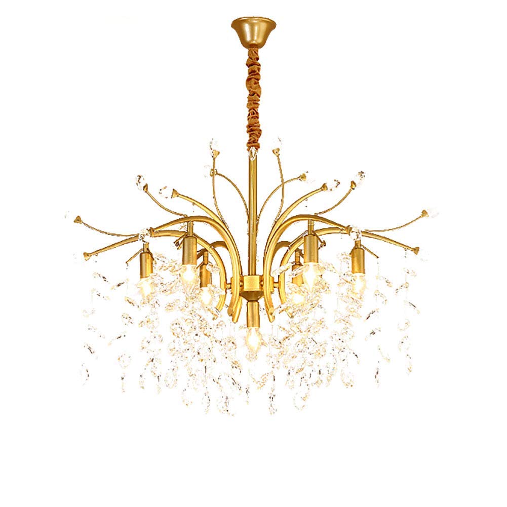 LYMSXAZOU K9 Crystal Raindrop Ceiling Light Fixture 11Light Industrial Iron Pendant Lamp for Dining Room Bathroom Bedroom Living Modern Home Lighting