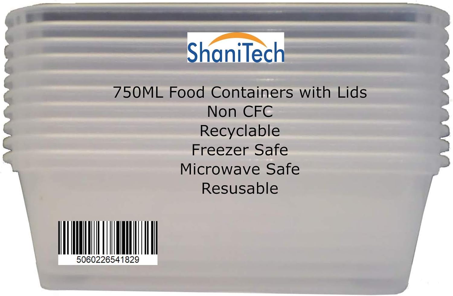 ShaniTech Pack of 10 Food Containers with Lids Heavy Duty Microwave & Freezer Safe Plastic Box Container (750ML)