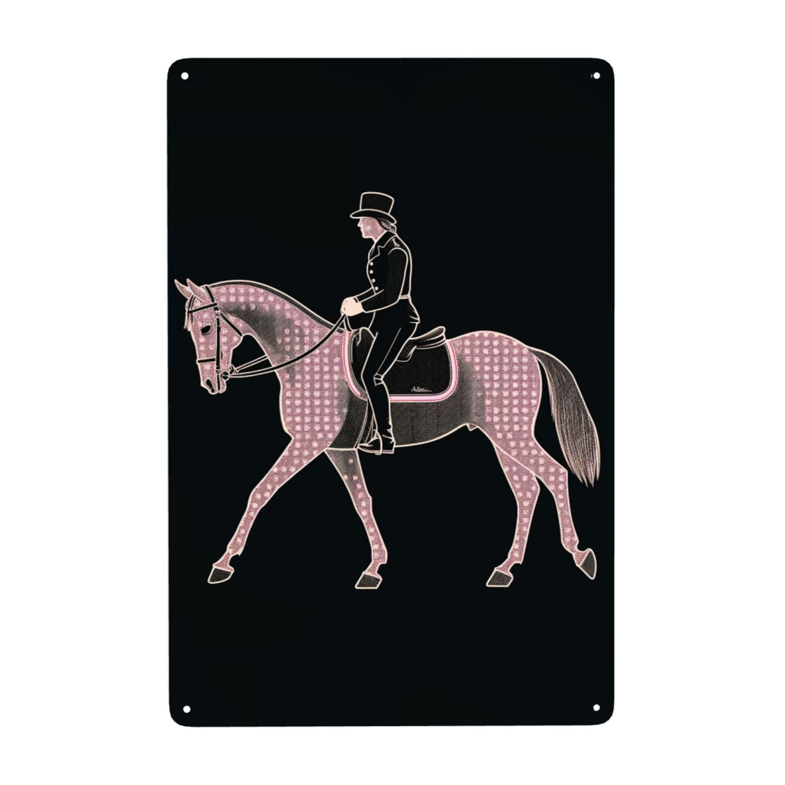 Fodpand White Vintage Tin Signs Metal Retro Wall Art Decor - Wall Hanging Decorative Plaque 8X12 Inch, Dressage Dressage Rider Horse Metal Signs For Home Yoga Cafes, Funny Metal Poster For Gifts