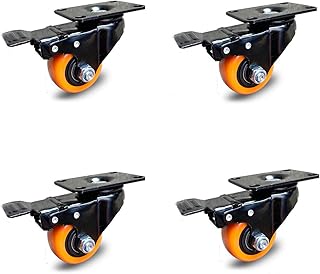 4 Piezas ruedas para muebles de alta resistencia, ruedas con freno de paleta, material de pvc, adecuado para carros pequeños, estantes, fábricas, hospitales, supermercados(1.5 inch)