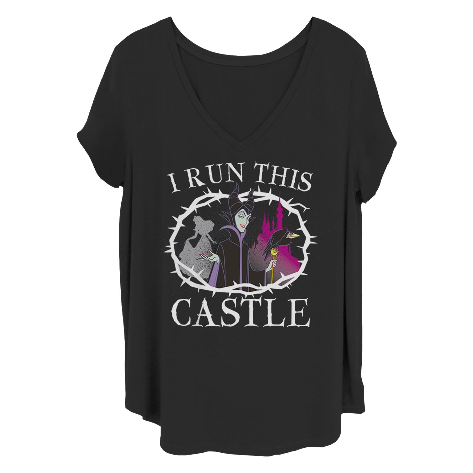 Disney Women's Princesses I Run This Castle Junior's Plus Short Sleeve Tee Shirt