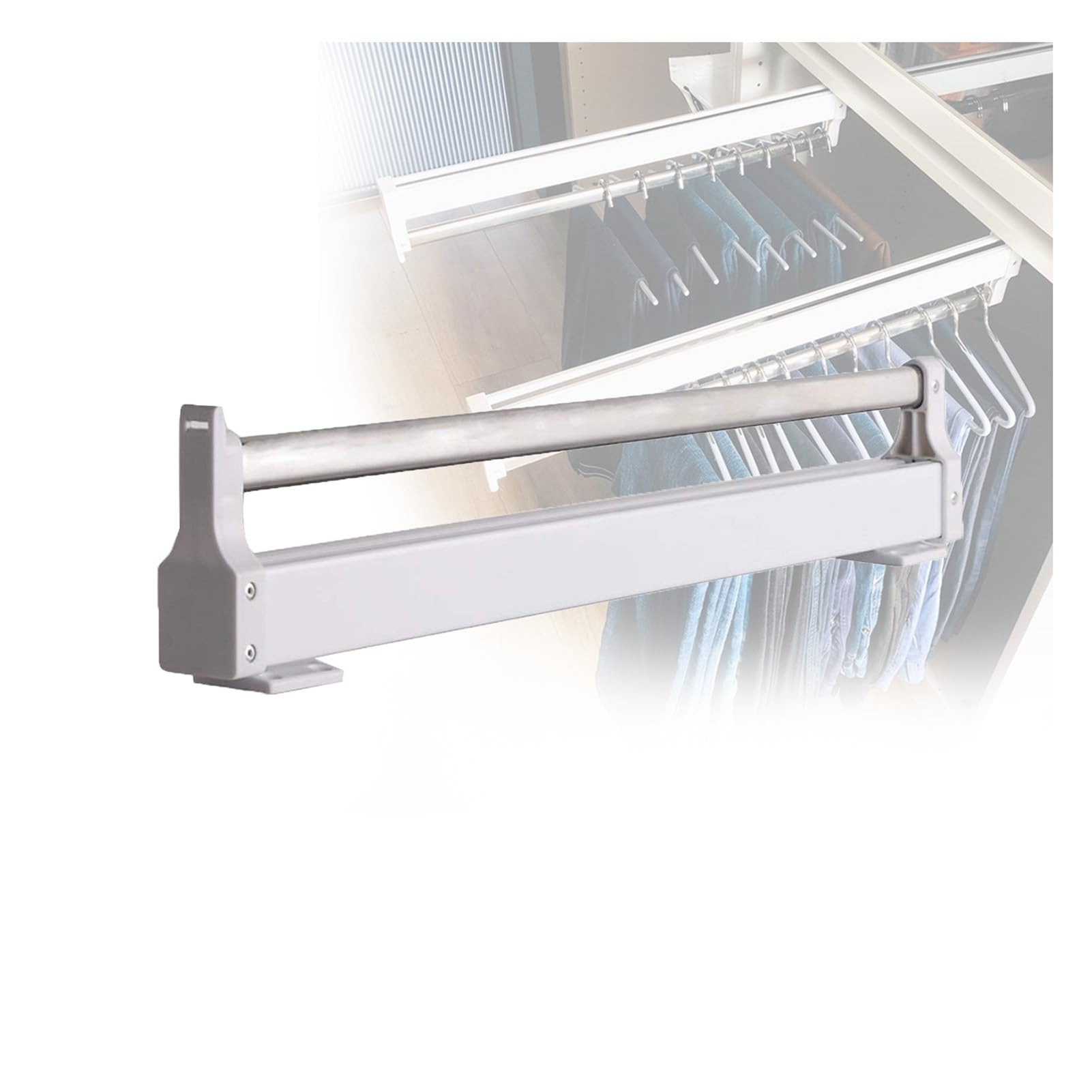 GLETSF Heavy Duty Adjustable Clothes Rail, Extendable Closet Rod 30-60cm, Pull Out Hanger Rack for Trousers & Ties, Supports 25kg - Space-Saving Storage Solution,size_name-45cm/17.7inch