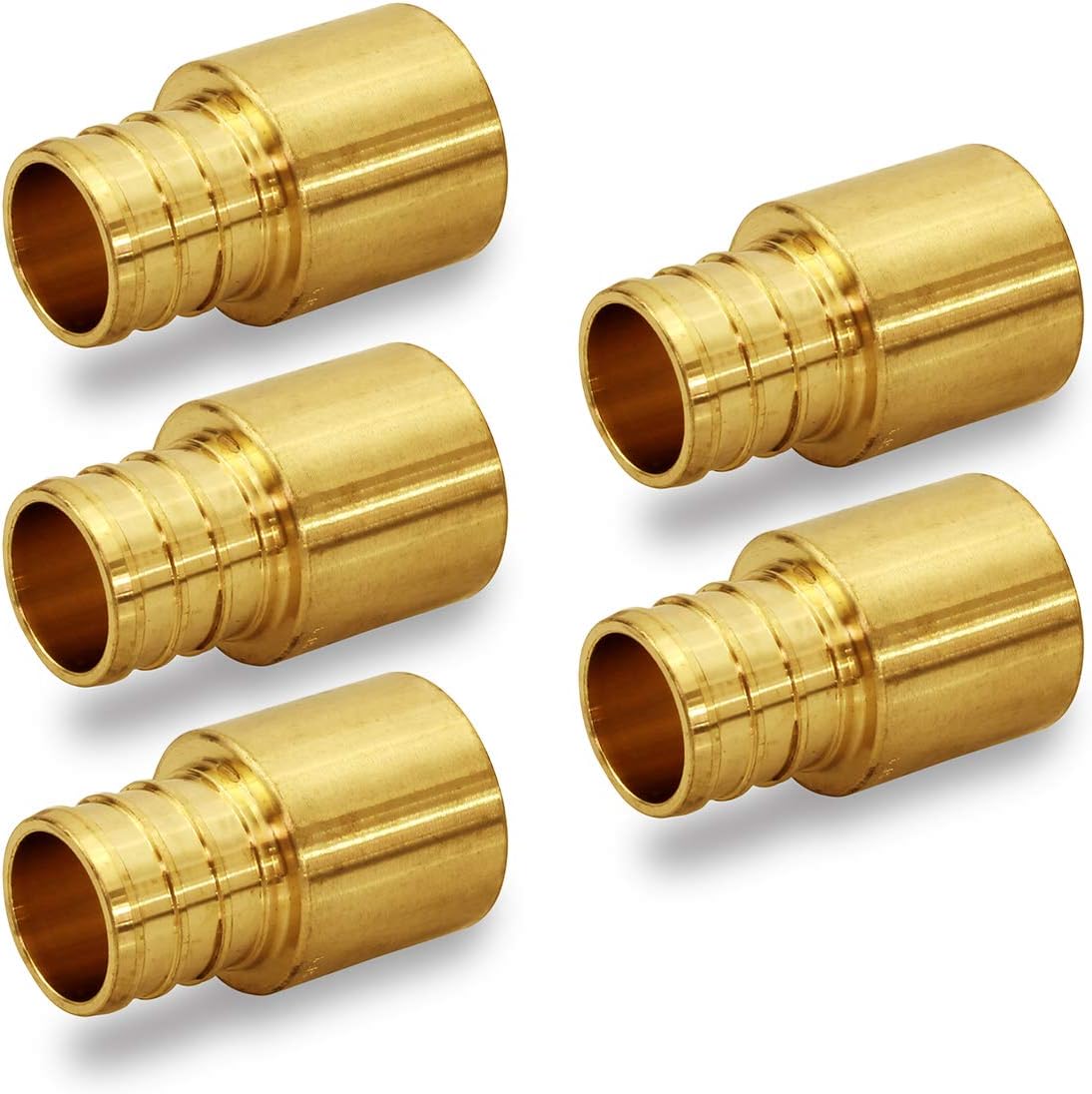 QTGB1234-5 Female Sweat Copper Adapter X Pex Barb Pipe Fitting, 1/2 x 3/4, Brass