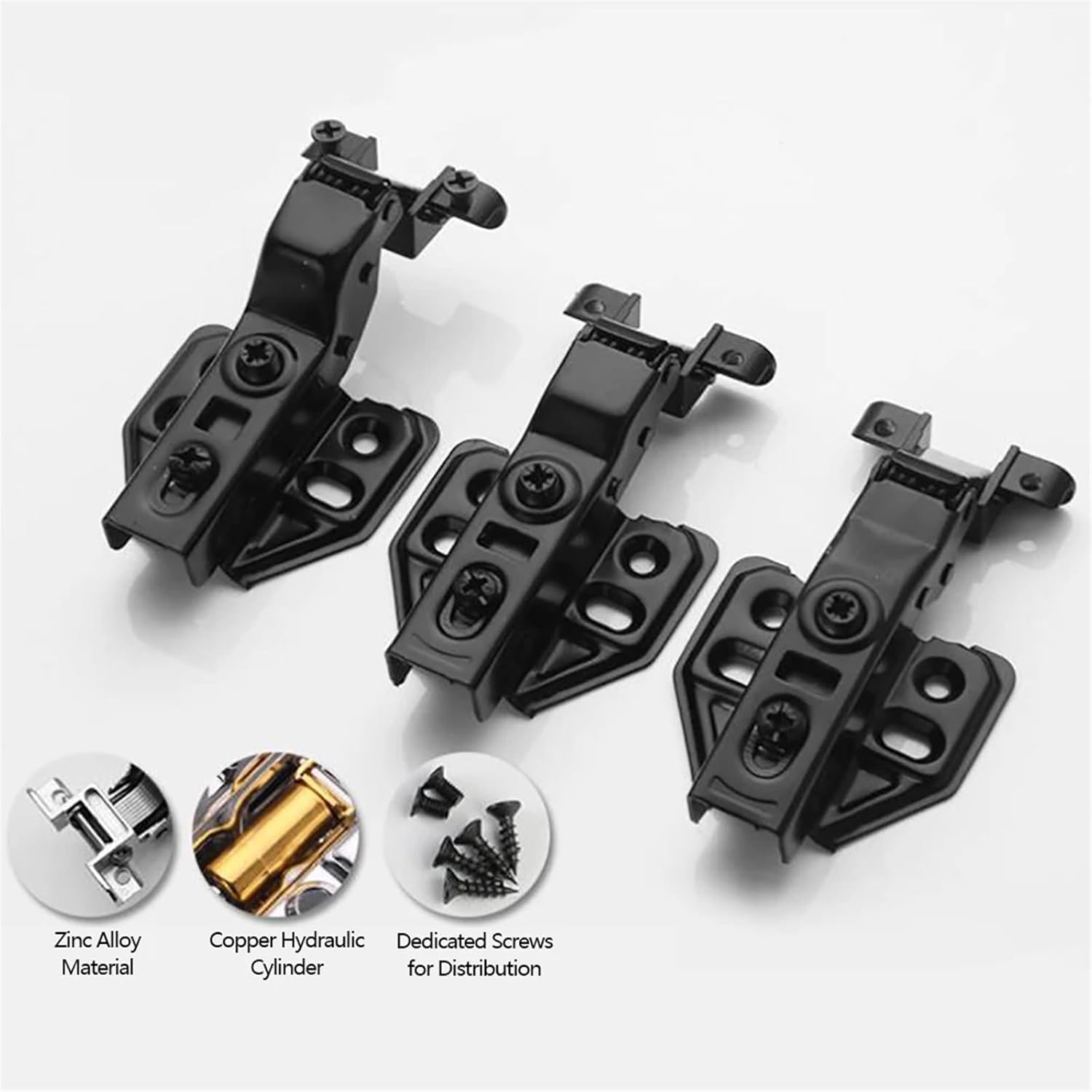 1Pcs Aluminum Frame Door Hinge Hydraulic Damping Glass Door Hinge Mute Buffer Hinge for Wine Cabinet Cupboard Wardrobe Bookcase(Gun Black-Big)