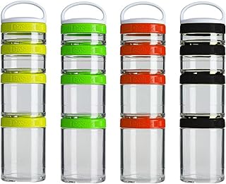 Panelas empilháveis para aperitivos, frascos de armazenamento, recipientes de armazenamento de aperitivos, 4 camadas, 4 capacidades, recipientes de armazenamento com fecho de rosca e copos, portáteis