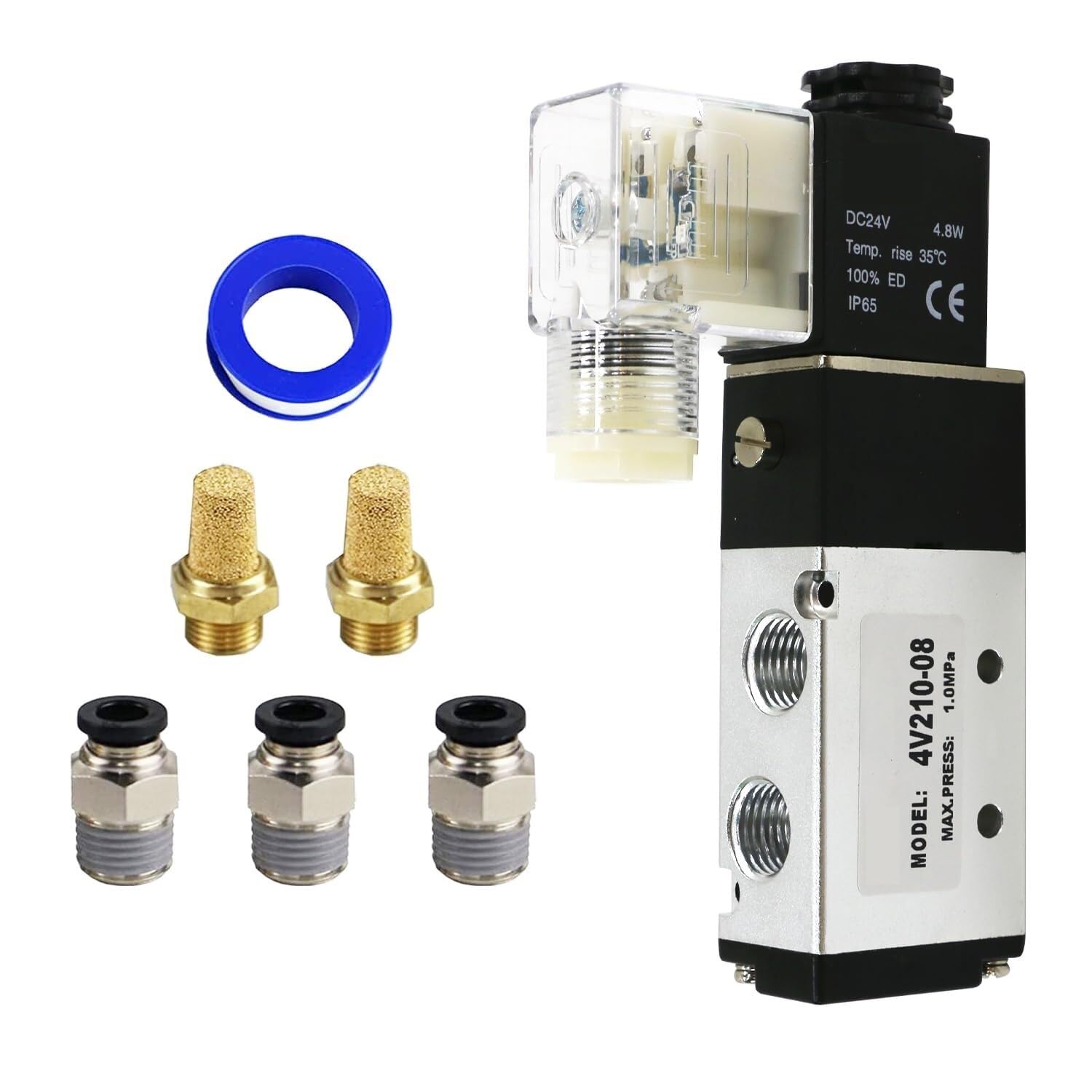 Électrovanne pneumatique 4V210-08 1/4 NPT DC24V de commande d'air pour distributeur 5/2