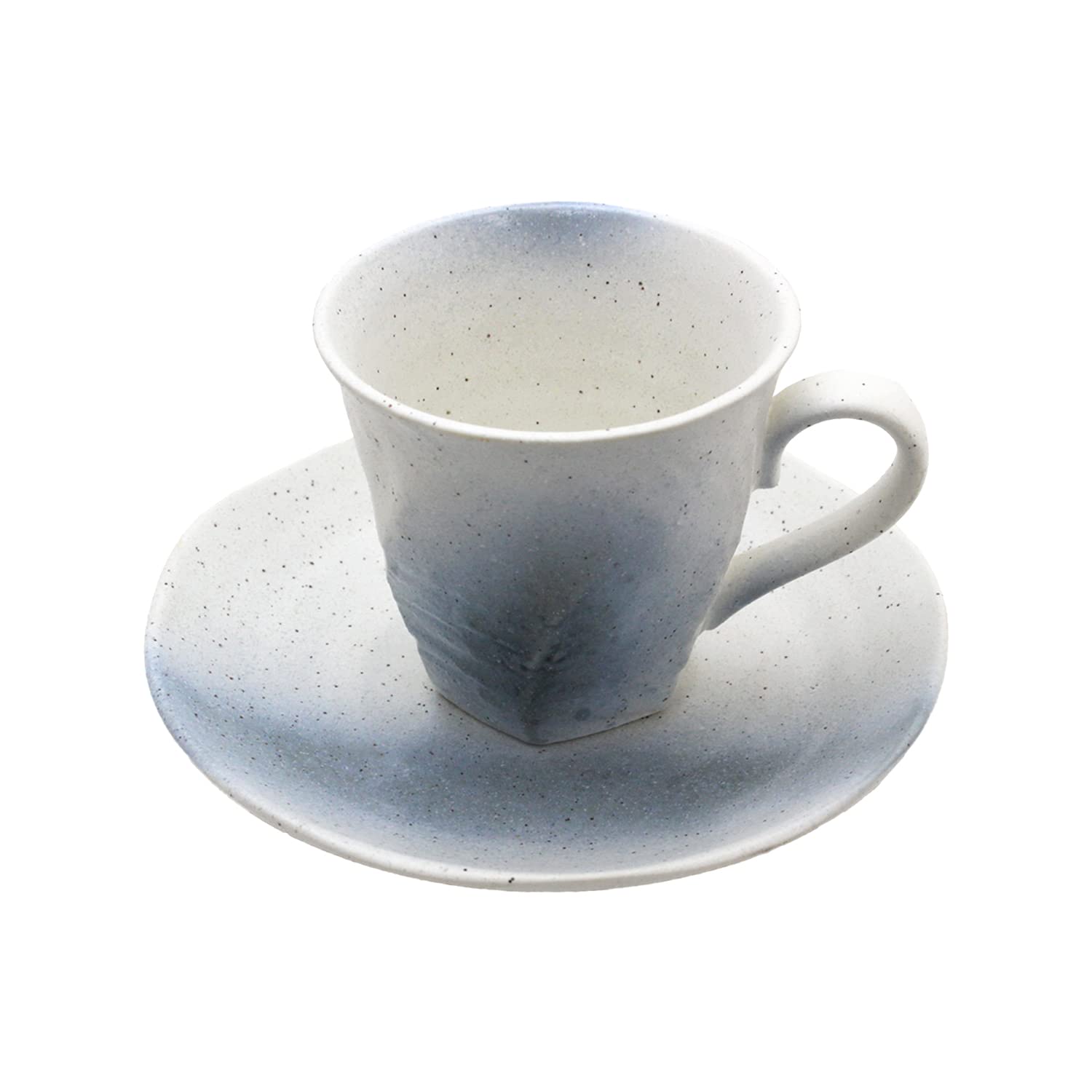 Castle Enterprises Mino Ware Japanese Cafe Series Rough Twist Coffee Dish, White Painted Ink Set, Set of 10