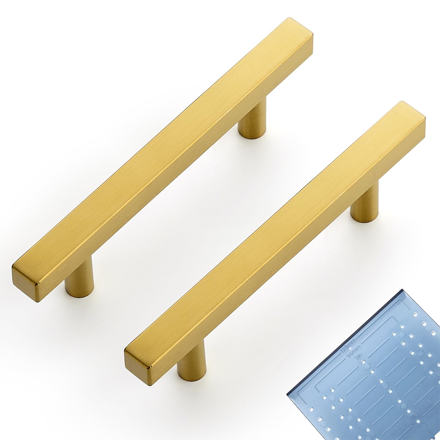 Ravinte Square Cabinet Handles, 20 Pack, 3.5" Hole Centers, Gold