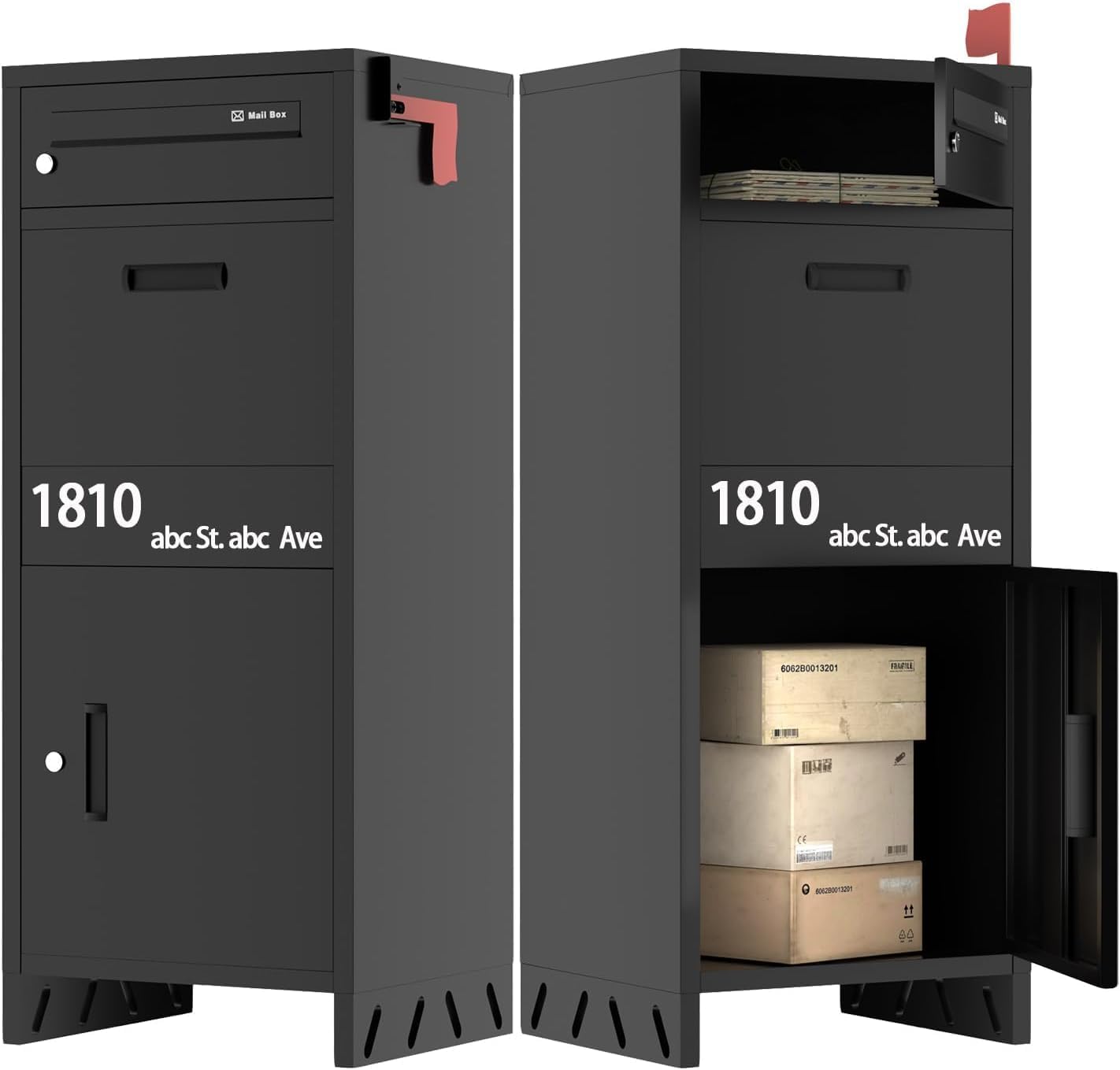 Package Delivery Boxes for Outside, Parcel Drop Boxes with Lock, Custom Address Stickers Package Drop Boxes for Outside is Weatherproof,Package Delivery Box for Porch,No Installation(15*18*43.5 in)