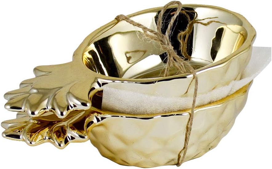 Set of 2 Pineapple Dipping Bowls - (Pineapple home kitchen decor) Parent (GOLD)