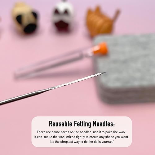 Miniatura 10 de Truslin Kit de fieltro de aguja, manualidades para mujeres adultas, kit de pasatiempos con suministros de fieltro, agujas de fieltro, lana de 1# 4pcs