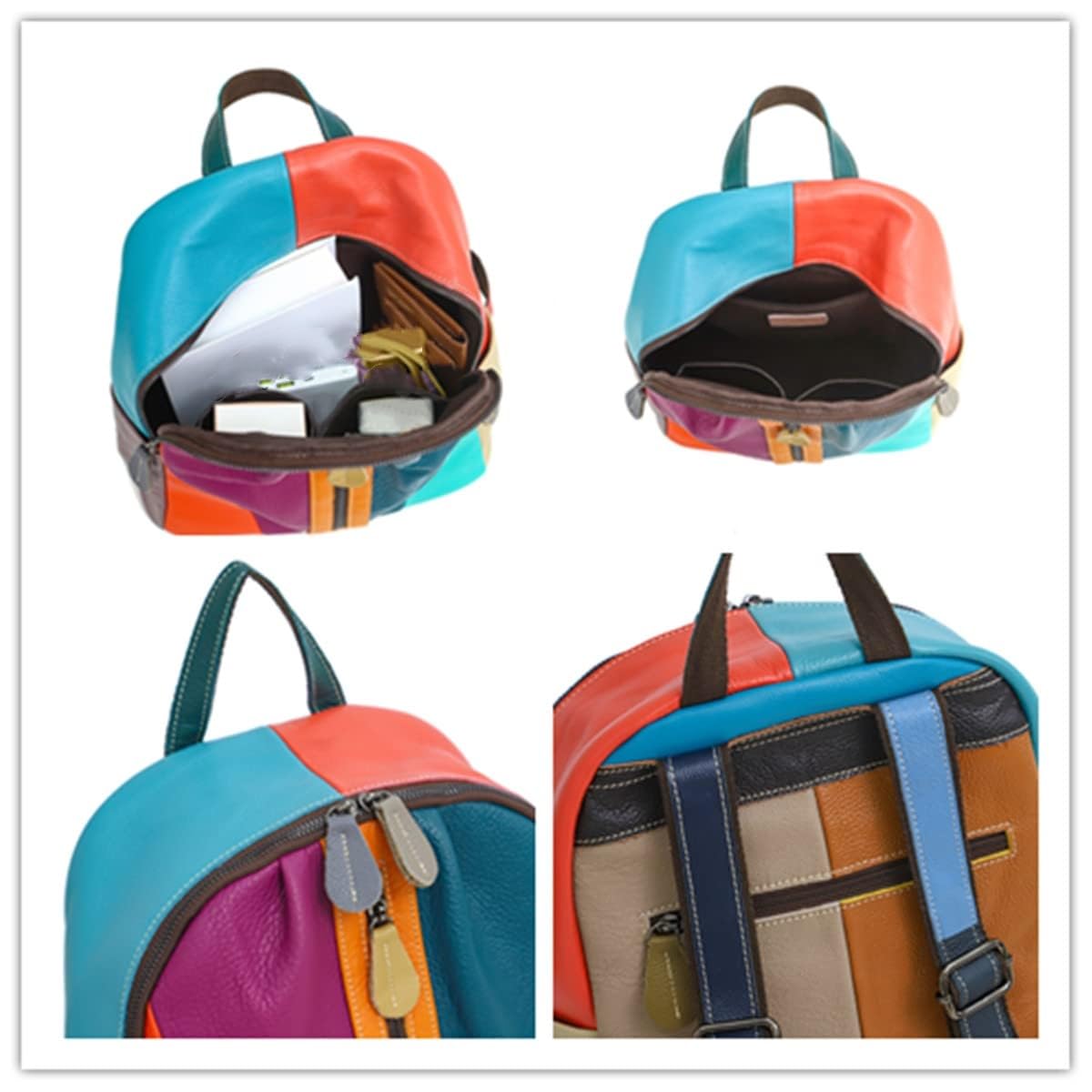 Mochila, bolso de viaje para mujer, mochila de cuero, mochila para mujer de color