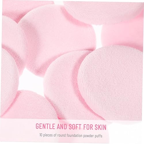 Vista 3 de FRCOLOR Puff de maquillaje redondo de algodón de 10 piezas con correa para cuerpo, cara y polvo mineral, rosa