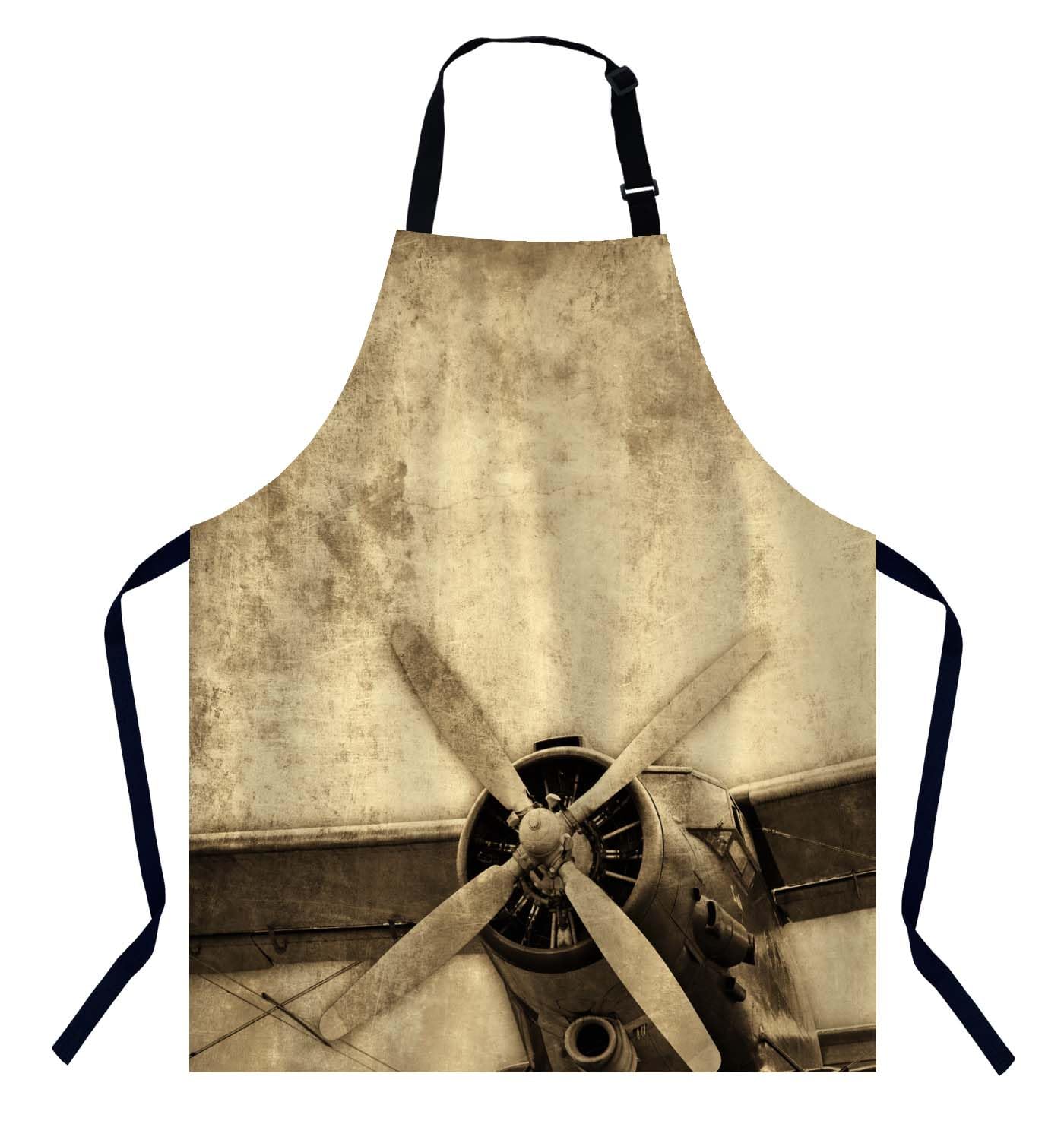 BGBDEIA Vintage Aircraft Kitchen Apron for Women Men, Adjustable Apron Chef Bakers Apron Cooking Apron Cooking Baking Gardening