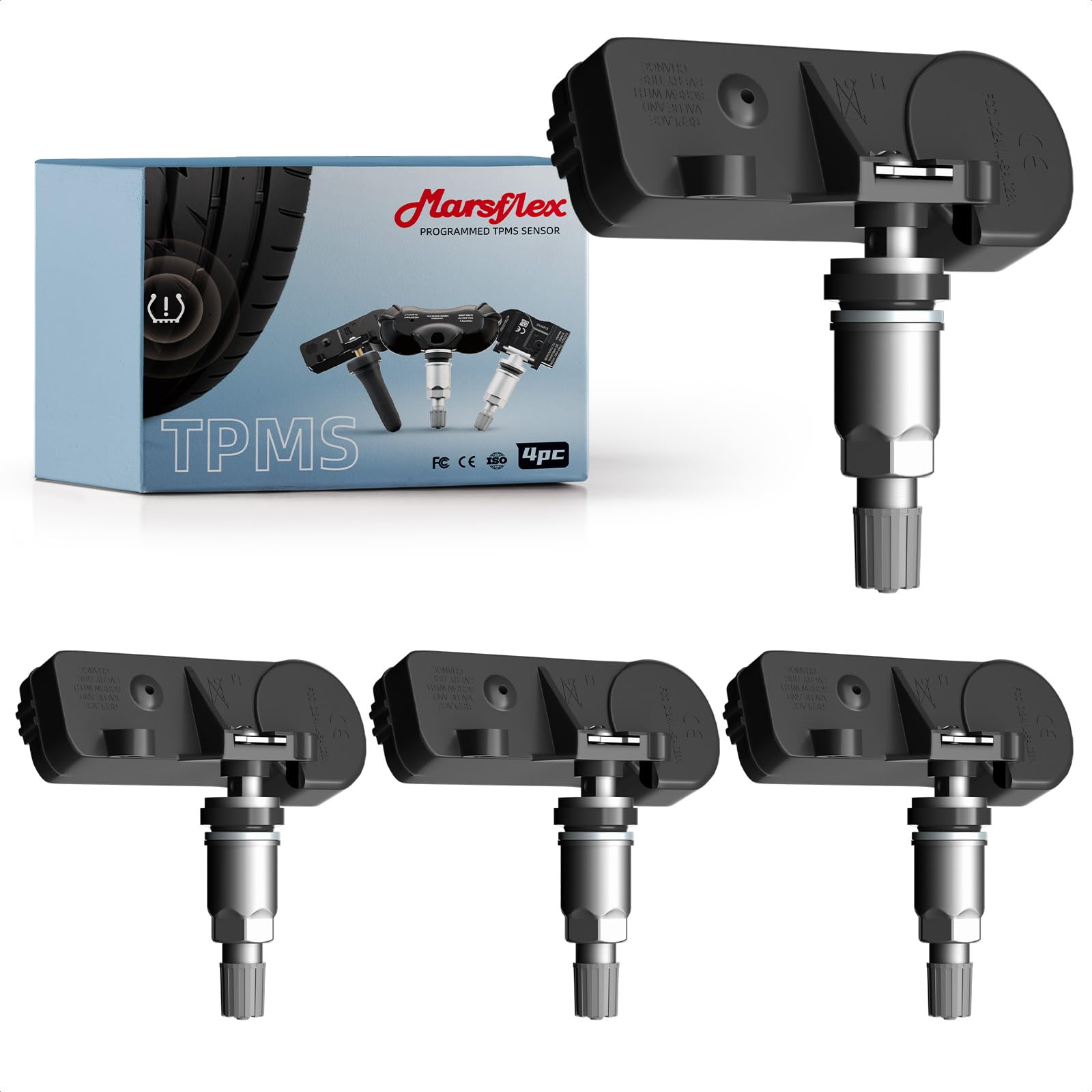 Marsflex TPMS Sensors Fit for GM, 4Pcs Tire Pressure Sensor for Chevy GMC Cadillac Buick Saturn Pontiac SAAB Replace OE: 13598772 13586335 13598771