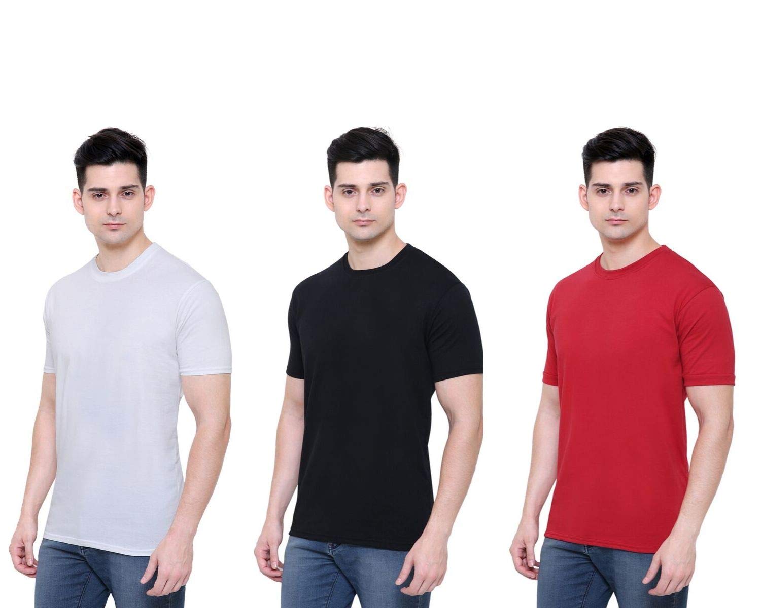 Kartio Solid Round Neck T-Shirt for Men (Set of 3)