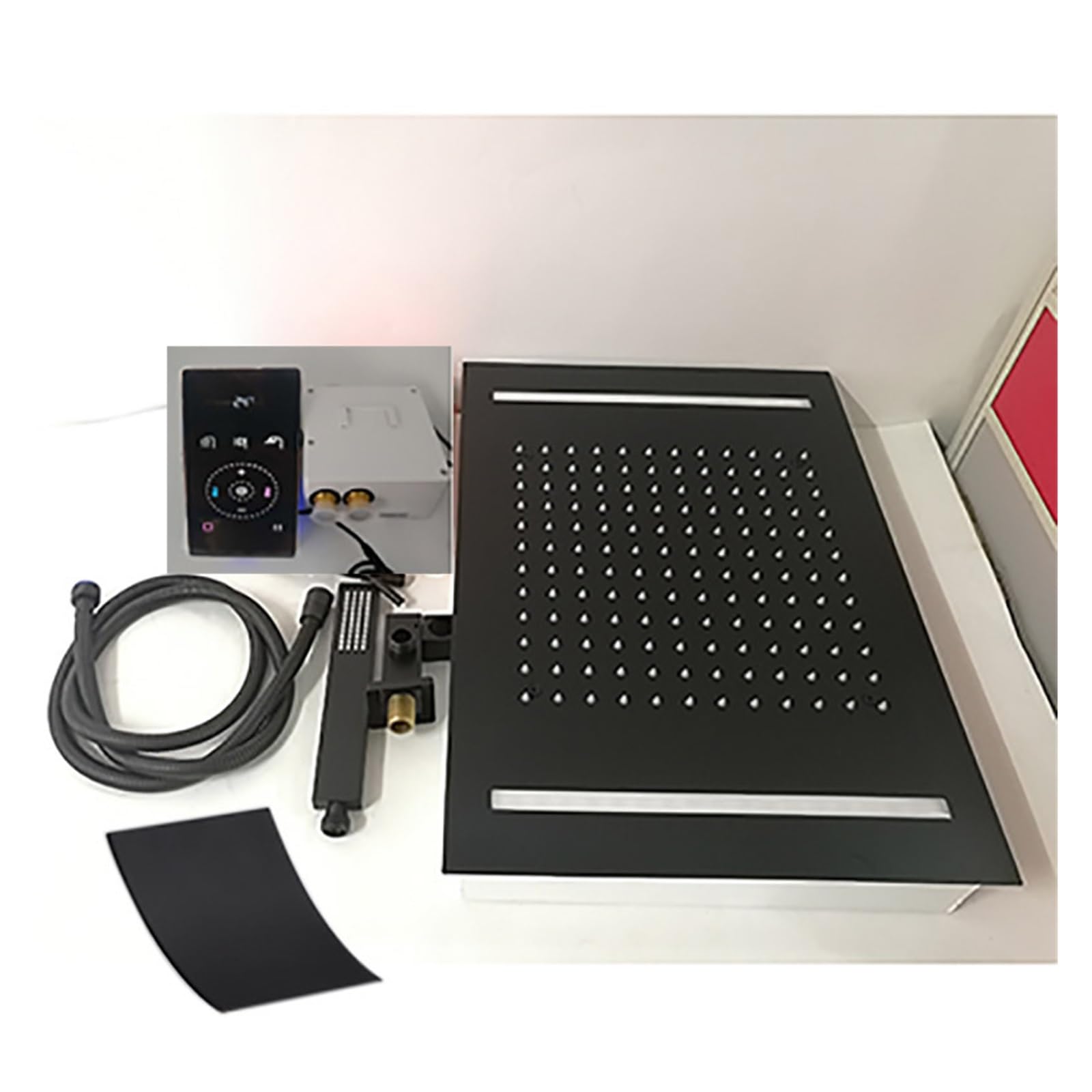 Inteligentny zestaw prysznicowy, sufitowa głowica prysznicowa LED czarny wodospad prysznic kran do łazienki, ścienna cyfrowa bateria termostatyczna 500x360mm