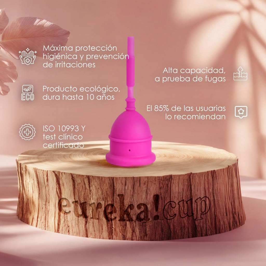 Eureka! Cup - Copa Menstrual Vaciable con Esterilizador Plegable | Silicona Médica Reutilizable | Alternativa Cómoda y Ecológica a Tampones | 3 Tallas (Mediana)