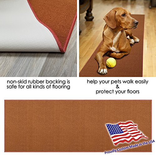 Custom Size Burnt-Orange Solid Plain Rubber Backed Non-Slip Hallway Stair Runner Rug Carpet 22 Inch Wide Choose Your Length 22In X 5Ft #TOP4