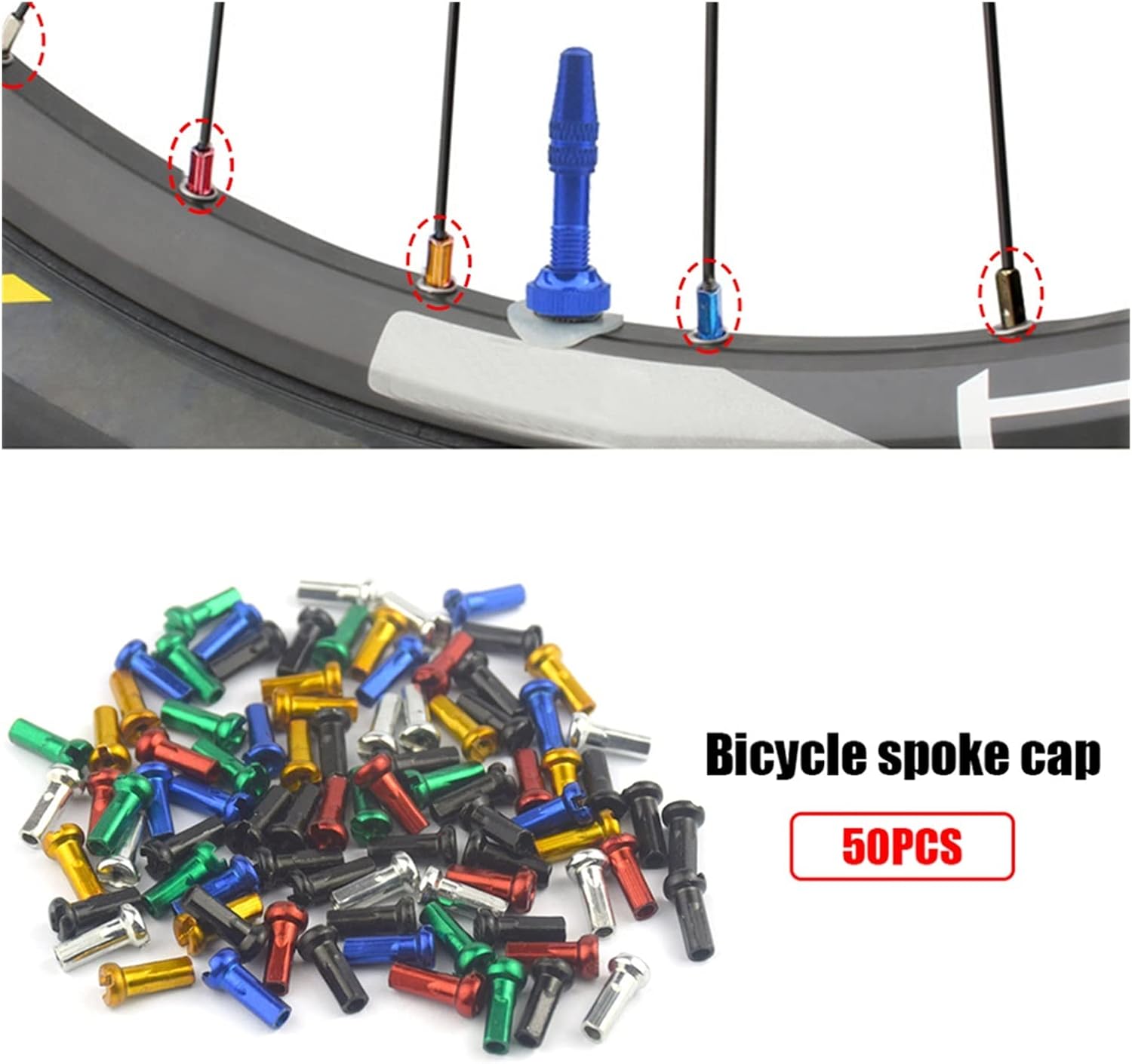 Bicycle Accessories, 50 Pieces Bicycle Metal Spoke Nipple Replacements for 2mm and 2mm Spokes, Suitable for Mountain Bikes, Bicycle Riding, and Cycling (Color: Green) (Red)