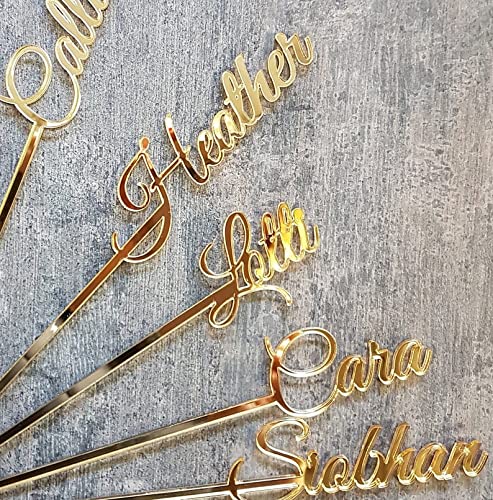 GOLD MIRROR Drink wedding Personalized Name Party Bridal shower,Name Place Tag Card, Rustic Wedding Favours,Party Decor,Set of 1.