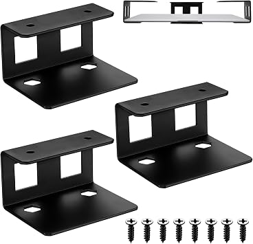 3 Pcs Under Desk Laptop Mount, Under Table Laptop Holder Storage, Metal Under Desk Holder, Space-Saving Storage Organizer Rack Shelf for Tablet, Keyboard, Cable Box, Network Switch Black