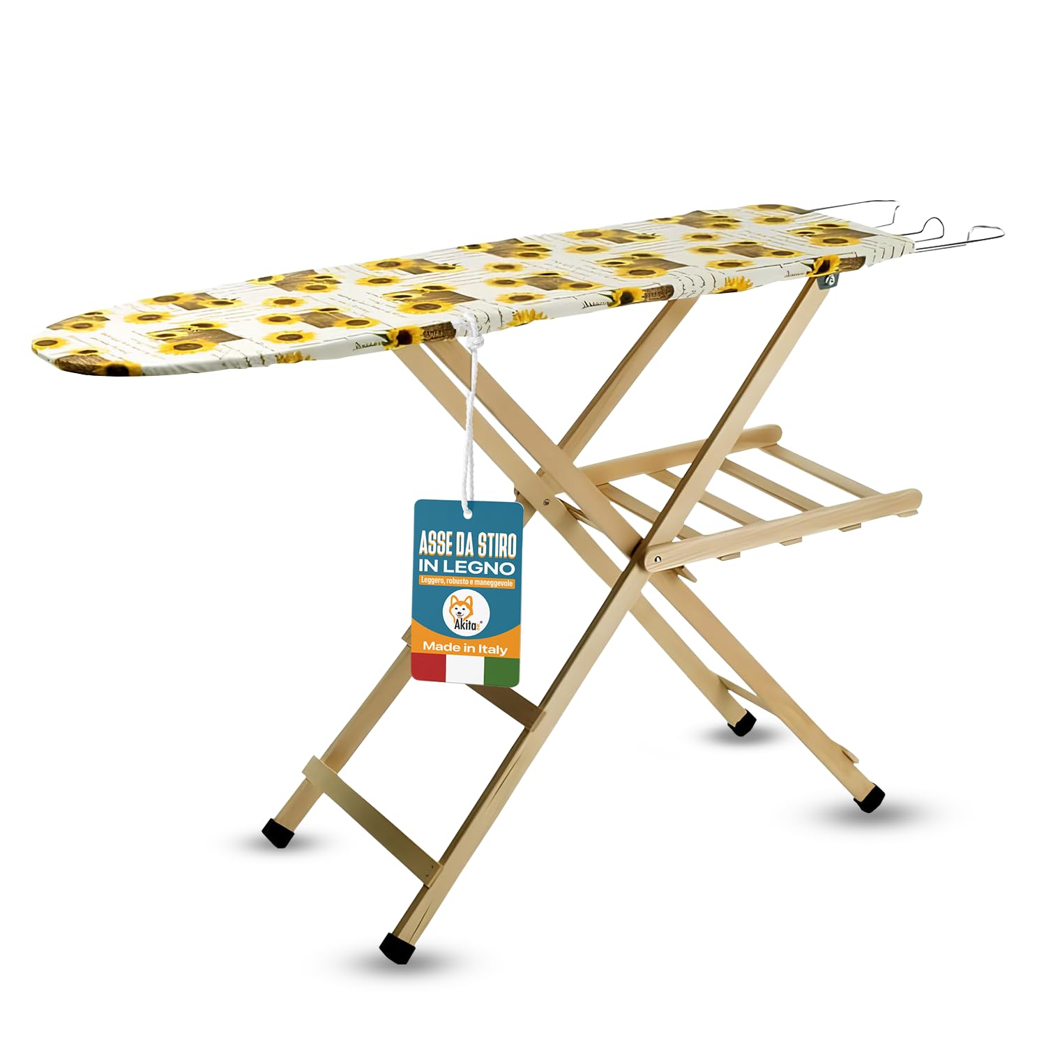 Asse da Stiro in Legno di Faggio 100%, Tavola da Stiro Regolabile e Pieghevole, Salvaspazio, Dimensioni 35x141,5x92h, Leggera e Resistente (NATURALE)