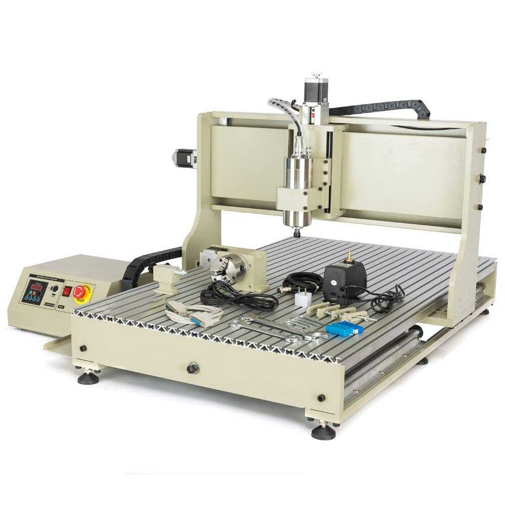 CNC Router Machine 2.2KW 4 Axis 6090 USB CNC Router Kit 3D Engraving Machine + VFD Water-Cooling Spindle Motor +Control Box + Handwheel, Ball Screw, with Limit Switch, US STOCK