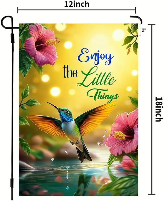 Spring Summer Hummingbird Flowers Garden Flag 12 x 18 Inch Double Sided, Burlap Outdoor Farmhouse Floral Garden Flag Summer Decorations for Home Porch, Small Yard Lawn Flags for Outside - Image 5
