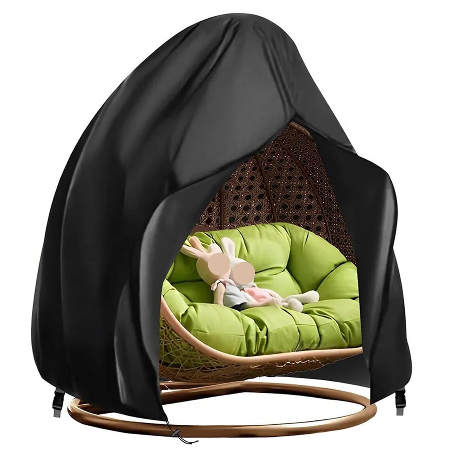 Gcyeidma Black Egg Chair Cover 1Set Waterproof Egg Chair Cover Hanging Swing Rattan Outdoor Furniture Garden Accessories(Black)
