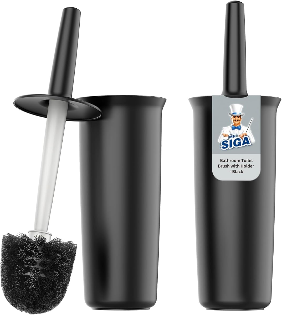 MR.SIGA Toilet Bowl Brush and Holder for Bathroom, Black, 2 Pack