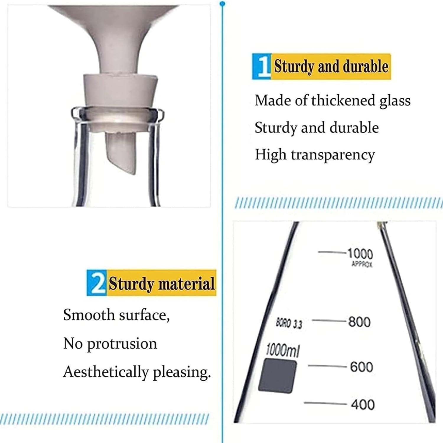 Aparato De Filtración Al Vacío De Vidrio para Laboratorio, Kit De Filtración con Embudo Y Bomba Manual De 250 Ml/500 Ml/1000 Ml, con Escala Transparente, para Laboratorio Educativo De Física