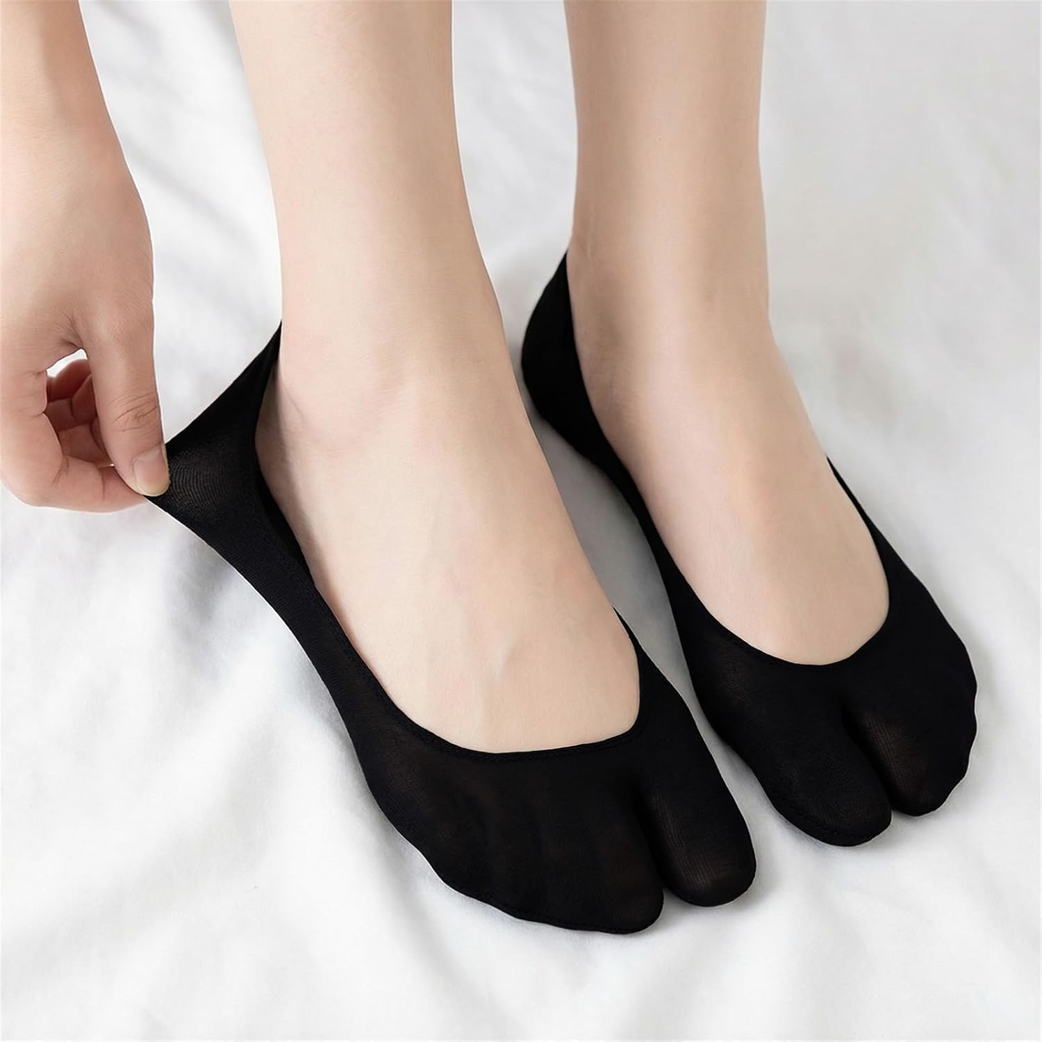 Mabor 4 Pairs Tabi Socks Women, No Show Flip Flop Socks | Non Slip Split Toe Sock Low Cut for Loafers Sandals, Toes Separated Sock for Flip-Flop and Geta