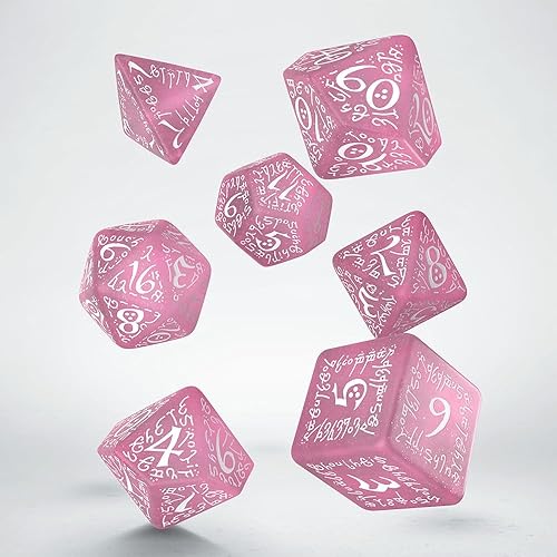 Miniatura 2 de Juego de dados Elvish Shimmering Pink & White de Q-Workshop, juego de mesa de dados