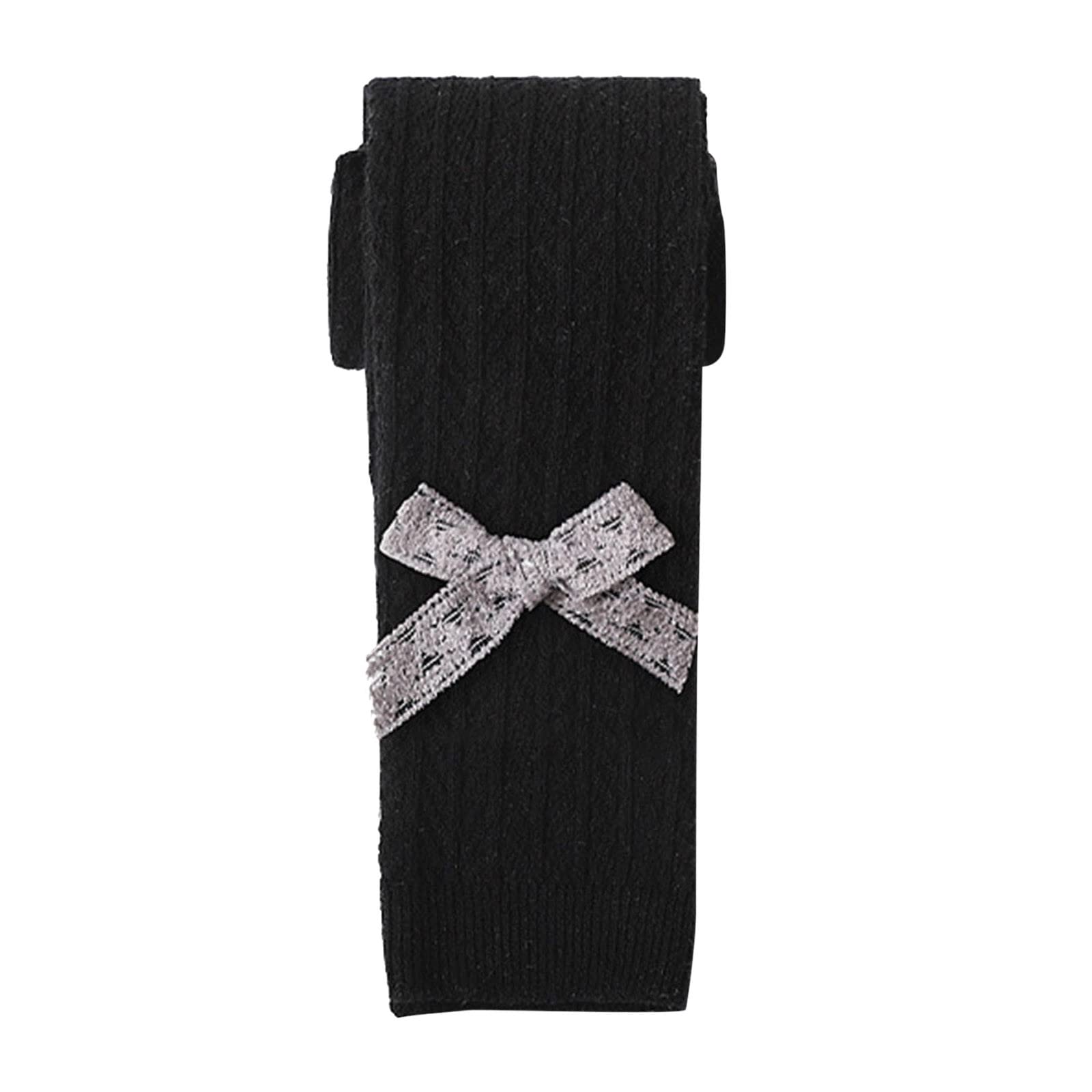 Baby Girl Tights Thick Cable Knit Leggings Cotton Pantyhose for Toddlers Child Leggings with Bow (B, 12-24 Months)