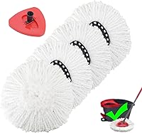 Vista 6 de 4 piezas de cabezales de repuesto de trapeador de microfibra para trapeador giratorio, de fácil limpieza, incluye 2 paños de microfibra