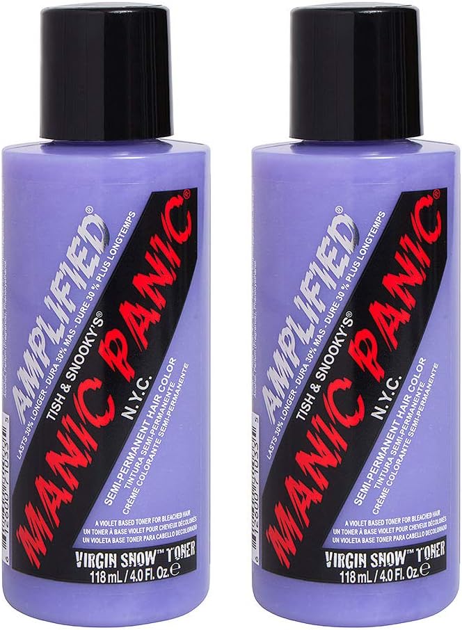 Manic Panic Virgin Snow Amplified Creme, Vegan, Cruelty Free, Semi Permanent Hair Toner, Eliminates Brassy Tones, 2 x 118ml