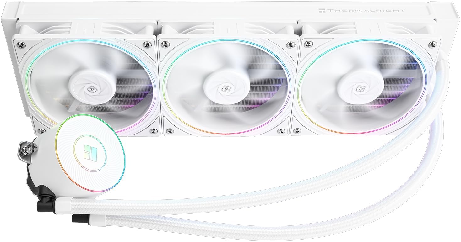 Thermalright Aqua Elite 360 V5 ARGB White AIO CPU Cooler, ARGB PWM Cooler Fans with 2000RPM, for Intel Lga1150/1151/1155/1156/1200/1700/1851, AMD: AM4/AM5, Case 360mm AIO Radiator