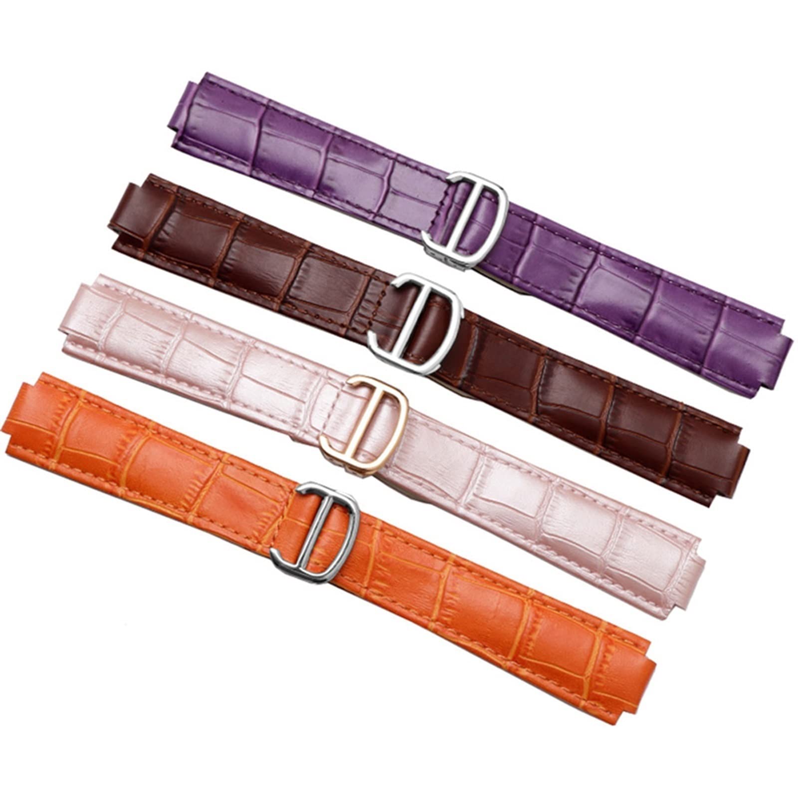 Bracelet de rechange en cuir véritable avec boucle déployante pour femme, 14x8mmRosegoldclasp, Agate