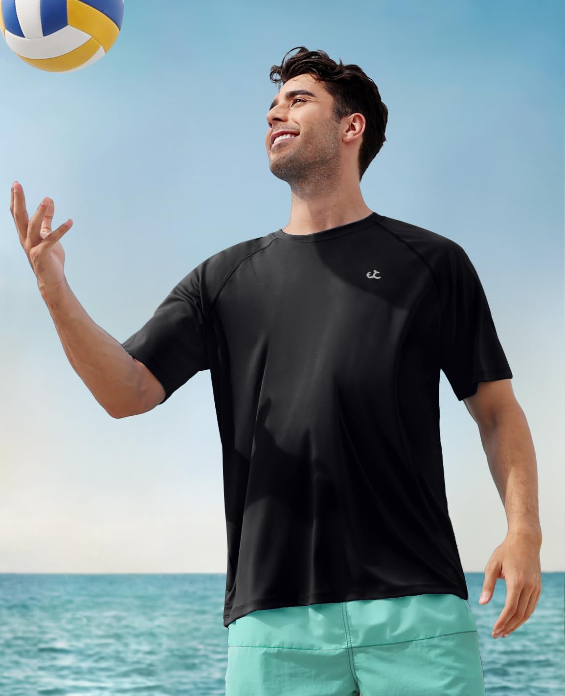 Men's Swim Shirt Quick Dry Sun Shirts UPF50+ Rash Guard for Men Short Sleeve UV Sun Protection Beach Shirts - Image 5