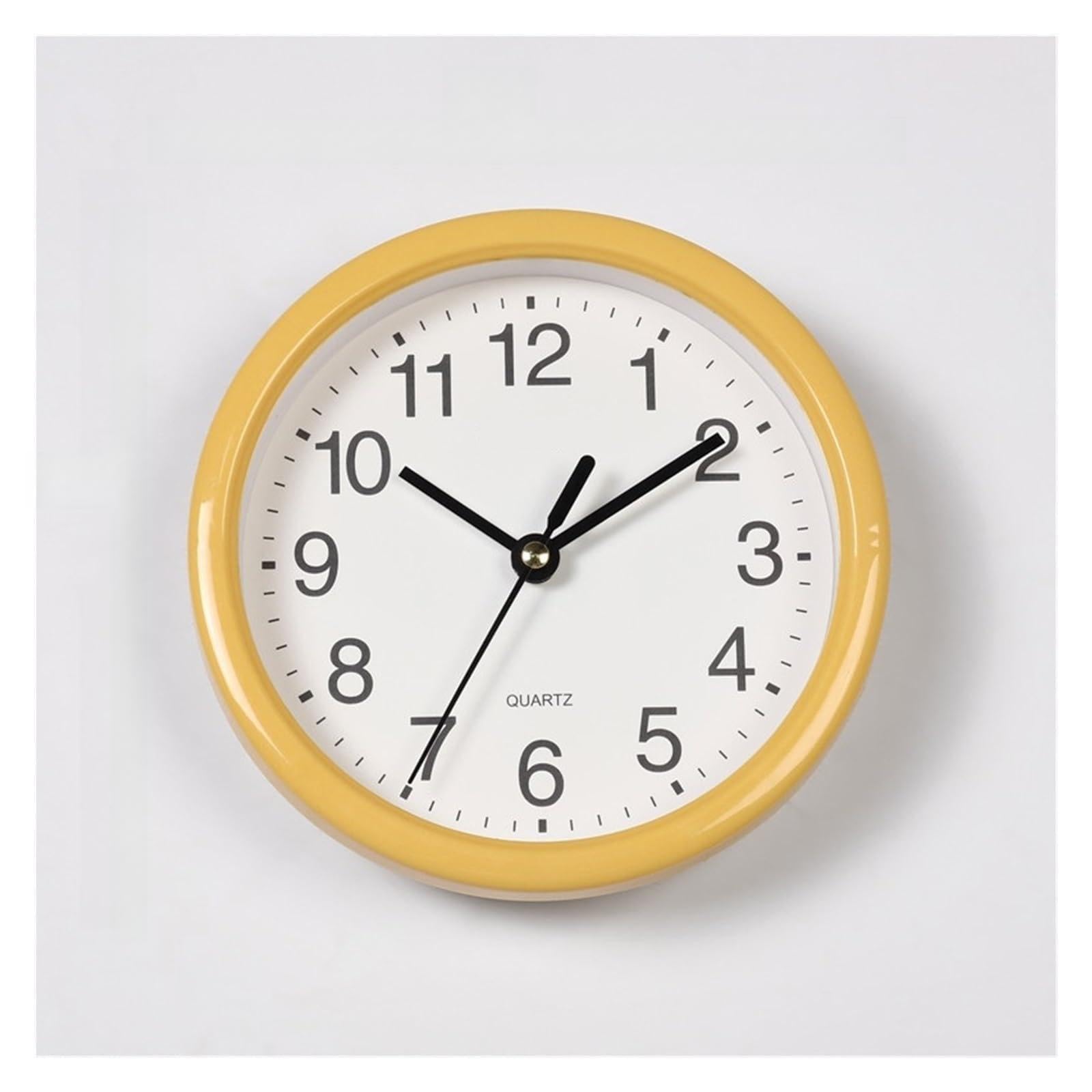 LUYSGBXR Wall Clock Small Wall Clocks With Frame Transparent Plastic Candy Colors Mute 15cm Hanging Watch Clock Living Room Home Decor(Yellow)