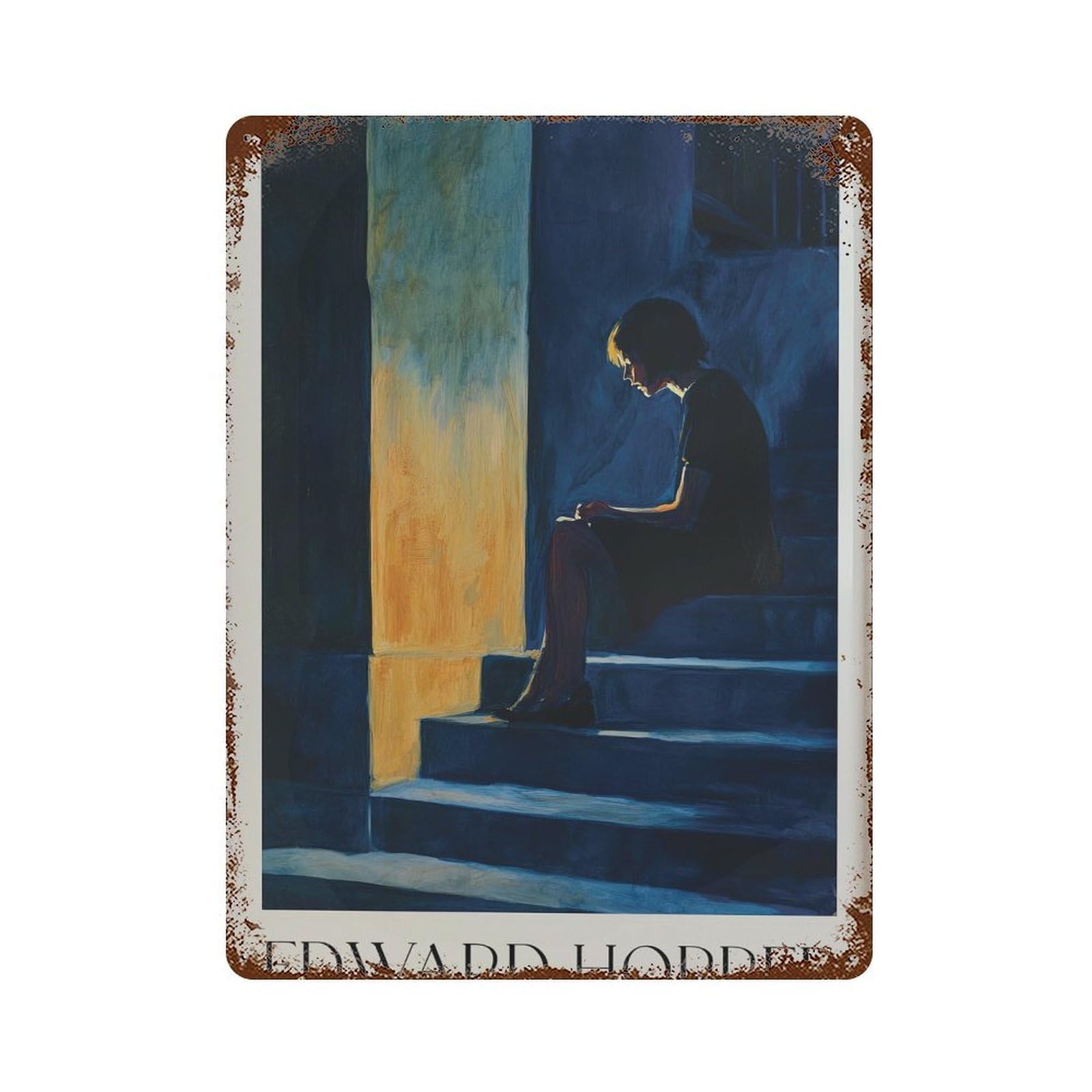 xiaoxiaoshen Edward Hopper Mid Century Modern. American Realism Painting. Wall Decor Art Metal Tin Poster Modern Home Decor Art Home Bar Shop Decorations Vintage Sign 40x30cm
