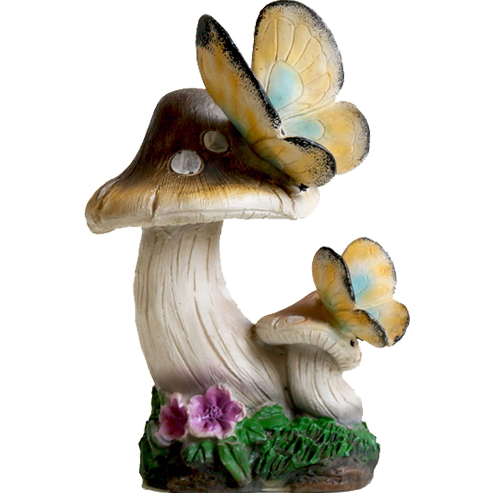 Statue d'extérieur grand champignon en bois massif sculpté main pour jardin chic