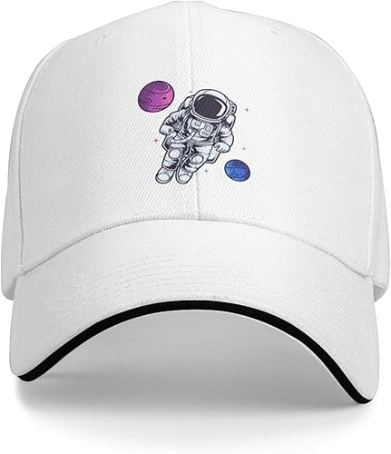Vista 56 de Gorra de béisbol de astronautas flotante en el espacio para hombres y mujeres, ajustable, divertido sombrero para papá Negro