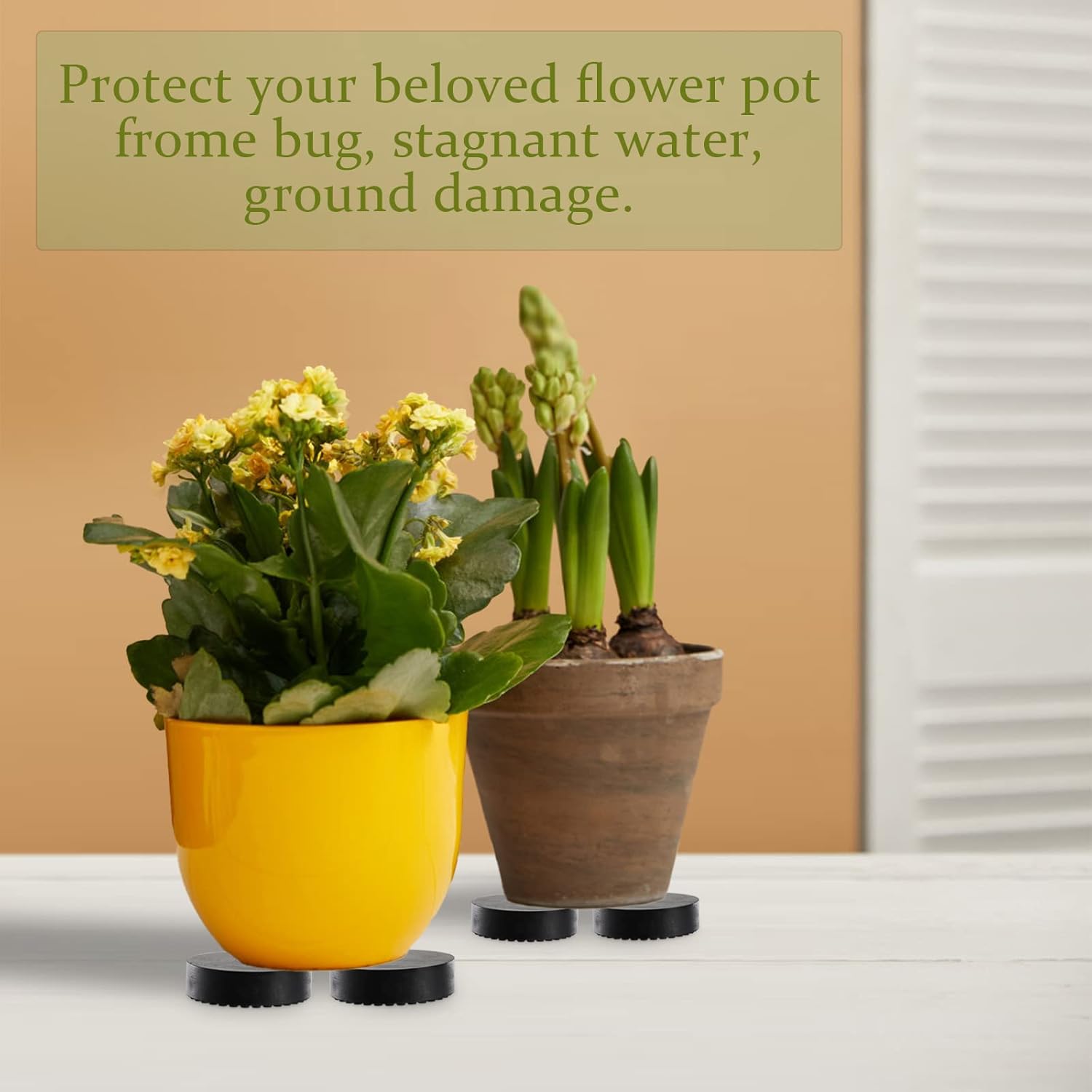 Yesland 30 Pack Rubber Pot Feet - 1.8 Inch Non-Slip Solid Rubber Pots Risers Invisible Plant Risers for Patios, Decks, Gardens and Floor