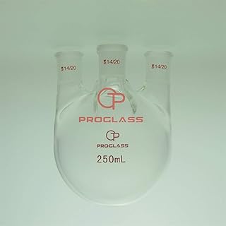Proglass Straight 4 Necks Round Bottom Flask 250mL,All 14/20 Joints