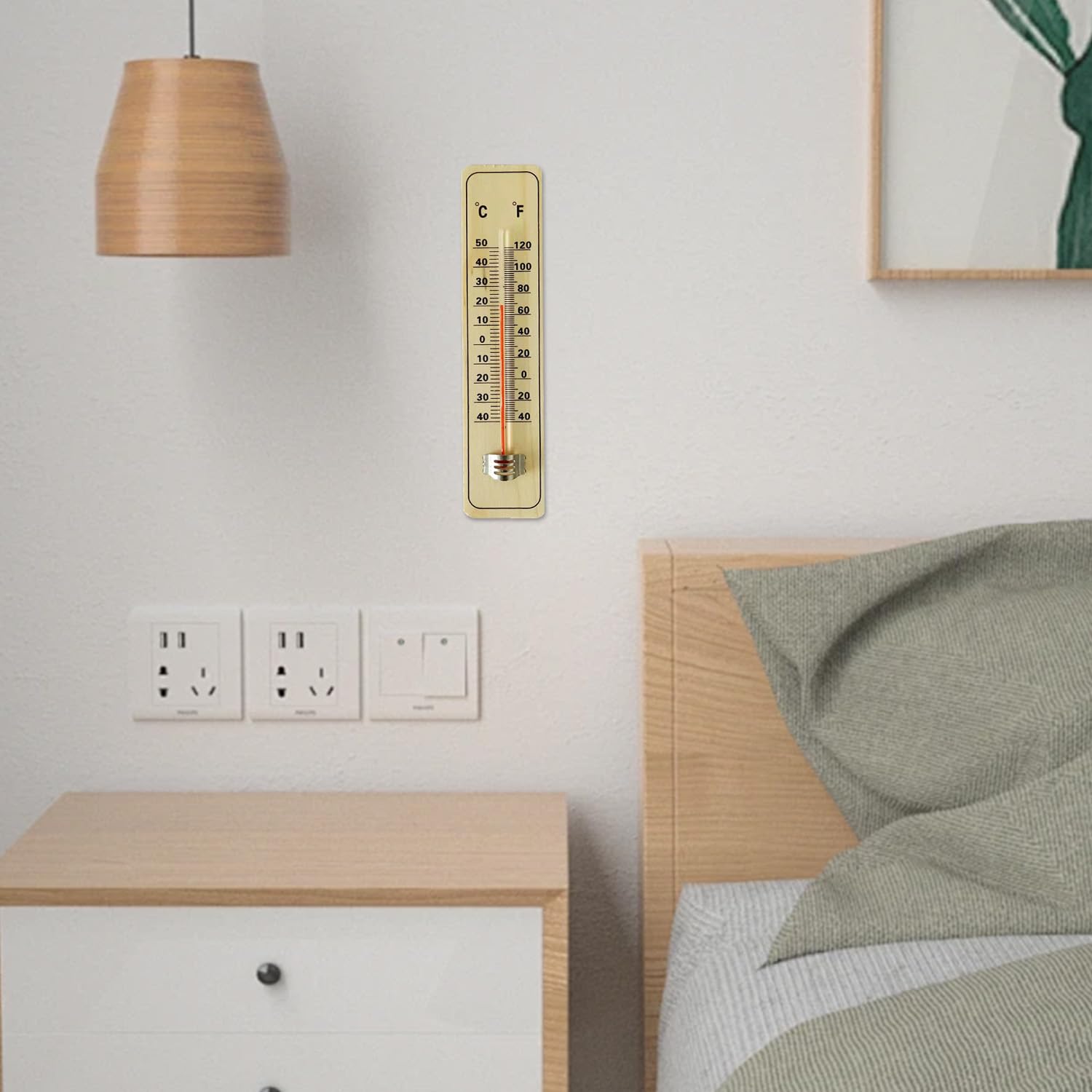 2 PCS Wooden Thermometer for Indoor and Outdoor Wall Thermometer to Measure Room Garden Greenhouse Office Temperature - Image 4